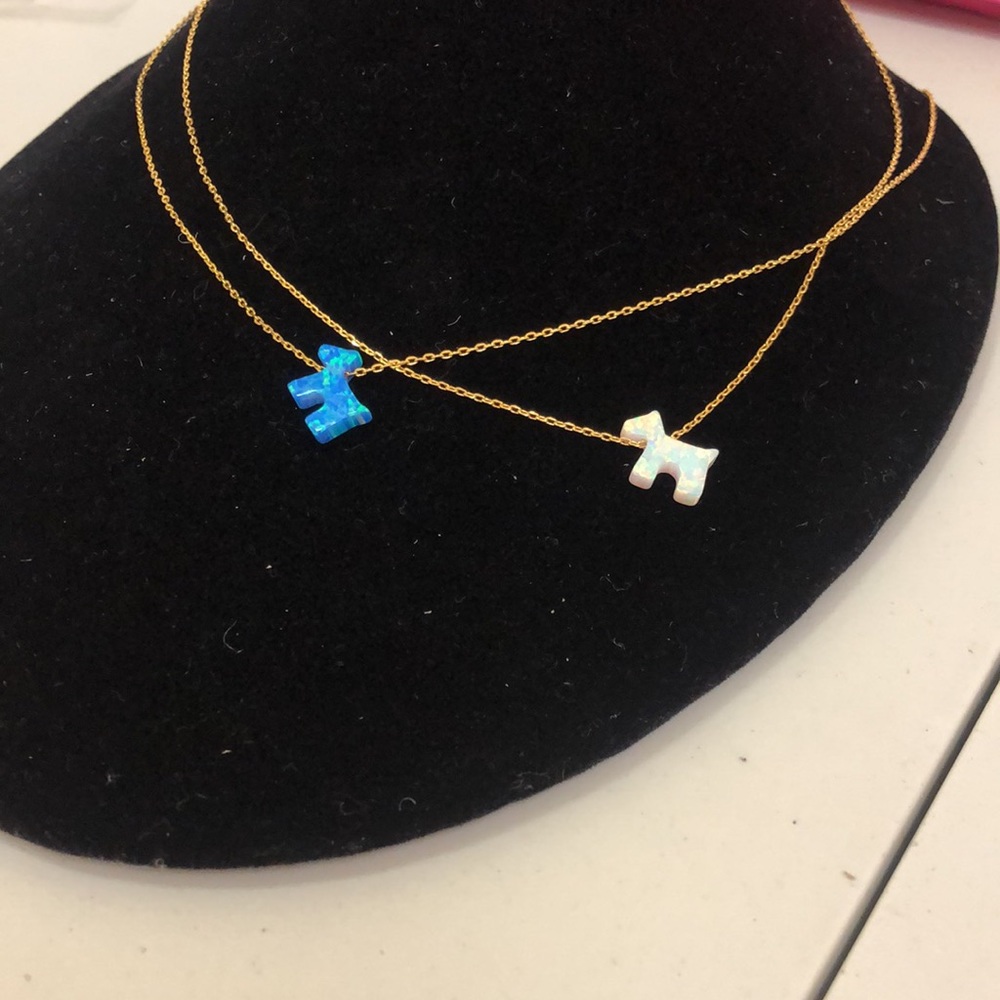 Opal resin "fur baby"  Charm Necklace, NWT